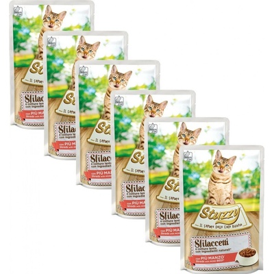 Stuzzy Cat Shreds trhané hovädzie mäso 6 x 85 g