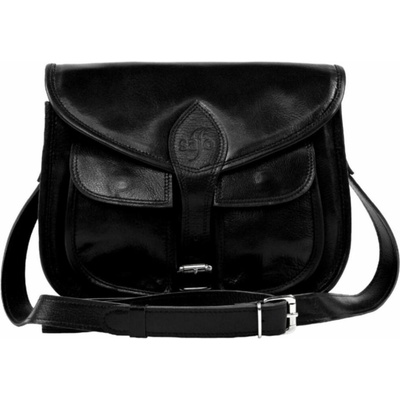 Dámská crossbody kabelka z koží kůže DIJA TENEBRA černá s nastavitelým popruhem zapínání na sponu