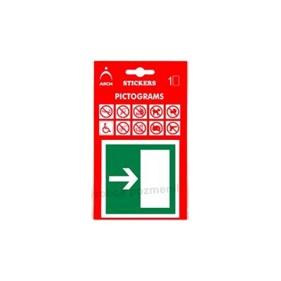 Piktogram Únikový východ! Dvere 8x8cm