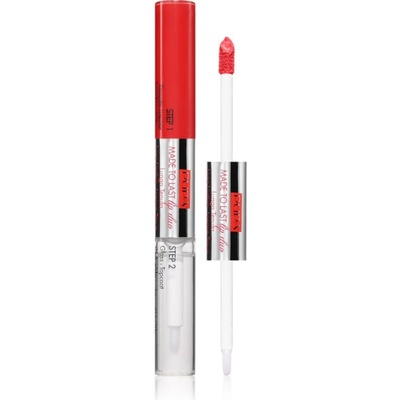PUPA Made to Last Lip Duo дълготрайно течно червило с блясък цвят 007 - Coral Sunrise 2x4ml