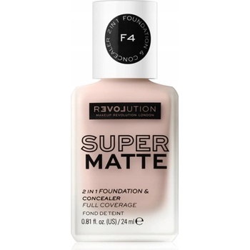 Revolution Relove Super Matte 2 in 1 Foundation & Concealer make-up F4 24 ml