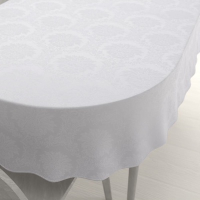 Biante Velký dekorační oválný ubrus Monako PM-122 Zámecký vzor bílý 220x260 cm