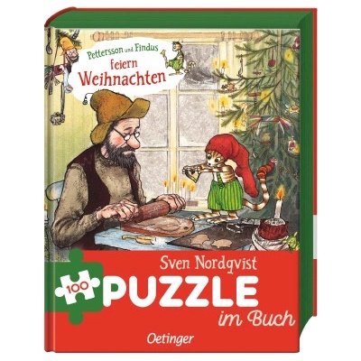 Oetinger Pettersson und Findus feiern Weihnachten. Puzzle im Buch | Sven Nordqvist