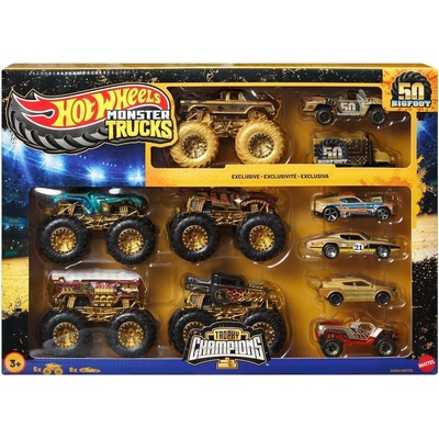 Mattel Комплект бъгита Hot Wheels Monster Trucks - Bigfoot 50, Trophy Chanmpions, 1: 64 (JDW07)