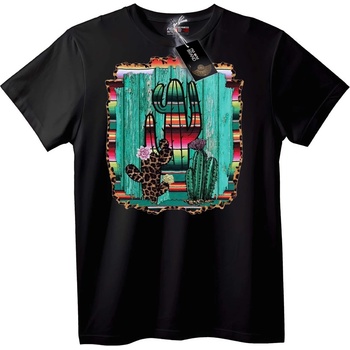 NOONEBRAND Тениска с Арт Кактус в Бохо Стил - XL, Black
