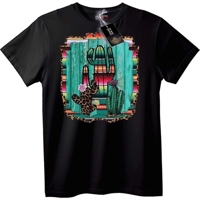 NOONEBRAND Тениска с Арт Кактус в Бохо Стил - XL, Black
