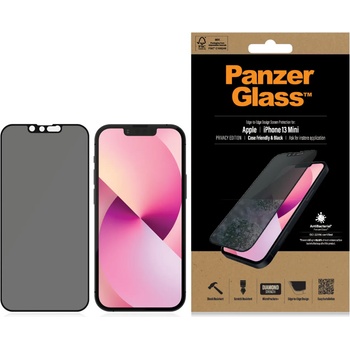 Panzer Стъклен протектор PanzerGlass за Apple Iphone 13 mini, Privacy, CaseFriendly, Antibacterial - Черен