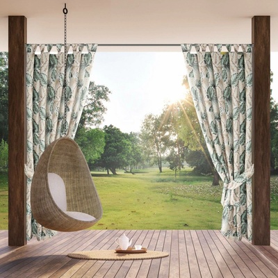 EUROFIRANY ZAHRADNÍ VODĚODOLNÝ ZÁVĚS NA POUTKÁCH GARDEN 155X240 CM LISTY