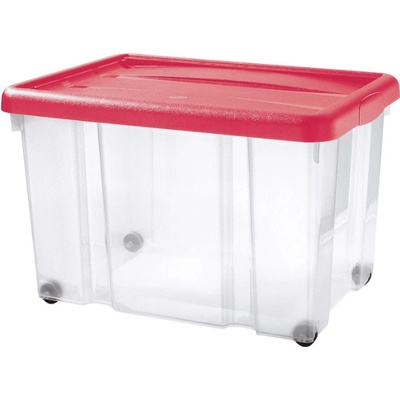Tontarelli Úložný Box s kolečky Puzzle 60 l transparentní červená 8031882ACH