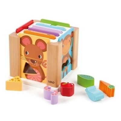 Bigjigs Toys - Куб за сортиране - С какво се хранят животните? (T0209)