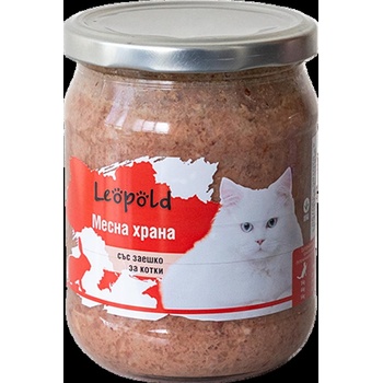 Leopold Cat - Пълноценна консервирана храна за израснали котки със заешко месо, 6х 640гр