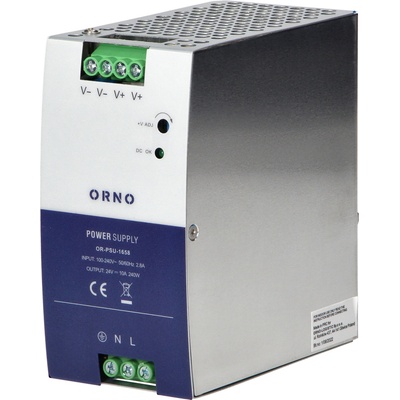 ORNO Priemyselný zdroj na DIN lištu, 24VDC, 10A, 240W, kovové puzdro