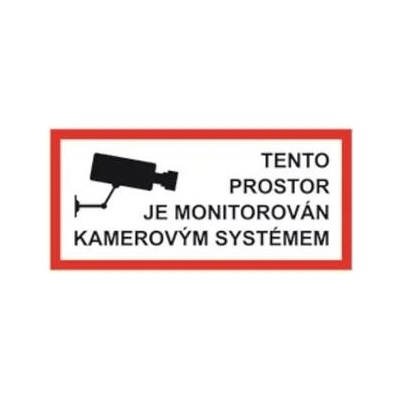 Informační samolepka tento prostor je monitorován kamerovým systémem 8 x 16 cm