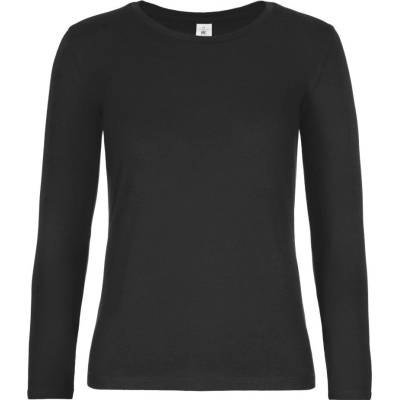 Dámske tričko B&C E190 dlhý rukáv čierne