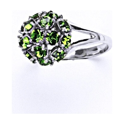 Čištín Stříbrný s krystalem swarovski fern green T 1337