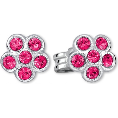 Soliter Strieborné kvietkové náušnice s červenými zirkónmi 438 001 01258 0400770