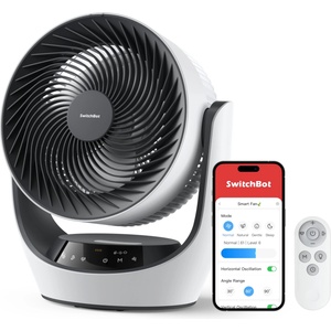 SwitchBot USB Table Fan, Powerful 24dB Quiet Battery Circulation Fan, Compatible with Alexa/Google/Siri (Hub Required), 4 Modes, 9 Hour Timer, Energy Efficient Circulation Fan - W3800510 (W3800510)