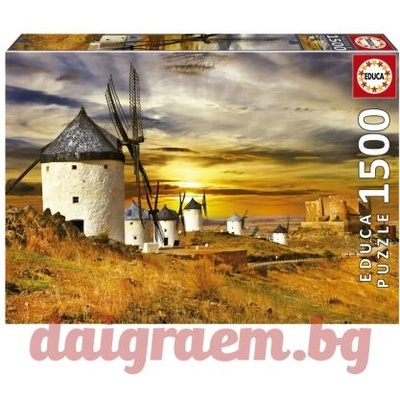 Educa Пъзел educa 19618 - 1500 части - Вятърни мелници, Консуегра (edu19618)