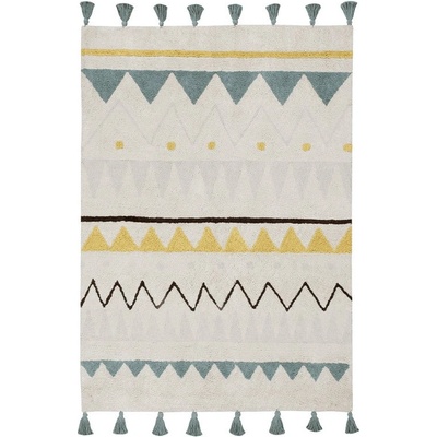 Lorena Canals Кремав ръчно изработен памучен детски килим подходящ за пране 120x160 cm Azteca Vintage Blue - Lorena Canals (C-AZ-NVB)