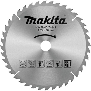Makita Циркулярен TCT режещ диск за дърво, Makita D-74049, 255x30x40T (D-74049)