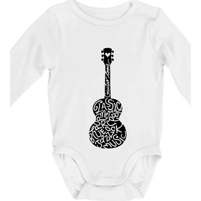 Gitara názvy hudobných štýlov Body dojčenské s dlhým rukávom Biela