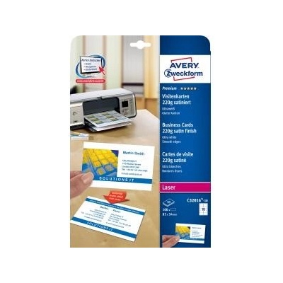 avery zweckform Vizitky, 85x54mm, Avery, A4, saténová úprava ultra biele, 220g