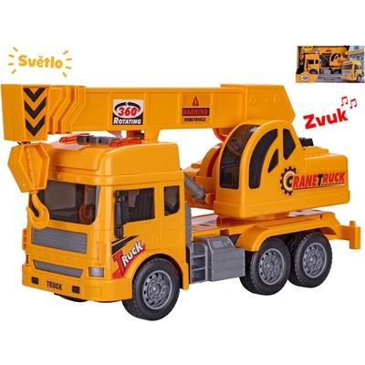 Mikro trading Auto stavební jeřáb na setrvačník 27 cm se světlem a zvukem