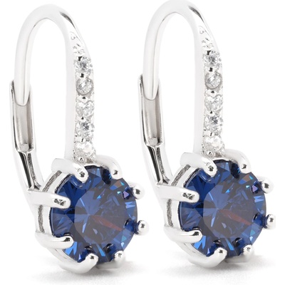 Rafity stříbrné náušnice s tanzanitem a zirkony E0025KL-28
