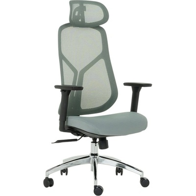 Работен стол Carmen 7901, до 130кг, дамаска/мрежа, ергономичен, хромирана база, мултиблок механизъм, регулируем люлеещ механизъм, газов амортисьор, зелен (bt-3520180_2)