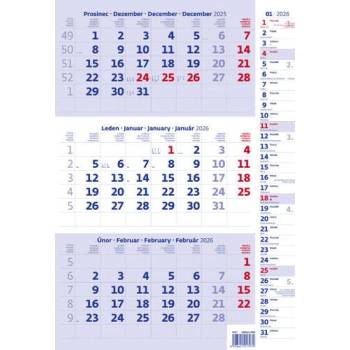 Tříměsíční modrý s poznámkami nástěnný Helma 2026