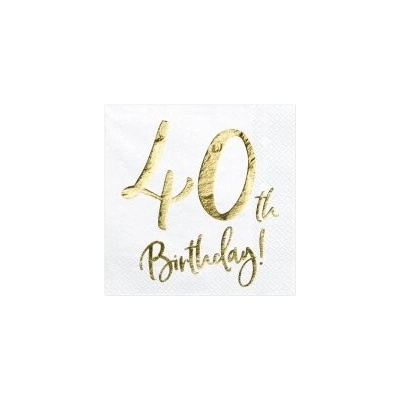 PartyDeco Papírové ubrousky 40th Birthday 33x33cm 20ks