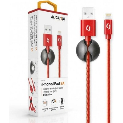 ALIGATOR PREMIUM Dátový kábel 2A, Lightning červený