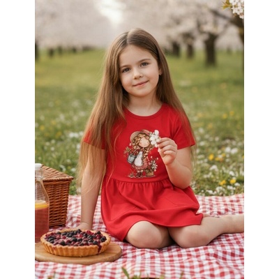 Dievčenské šaty CHERRY GIRL s krátkym rukávom červená