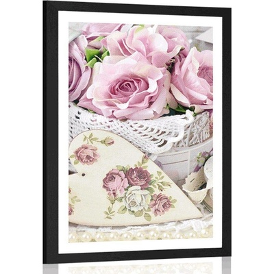Plakát s paspartou romantický vintage styl - 20x30 silver