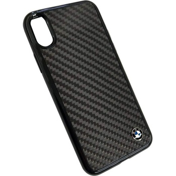 BMW Signature Real Carbon Fiber Hard Case - дизайнерски карбонов кейс за iPhone XS, iPhone X (черен)