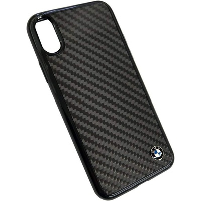 BMW Signature Real Carbon Fiber Hard Case - дизайнерски карбонов кейс за iPhone XS, iPhone X (черен)