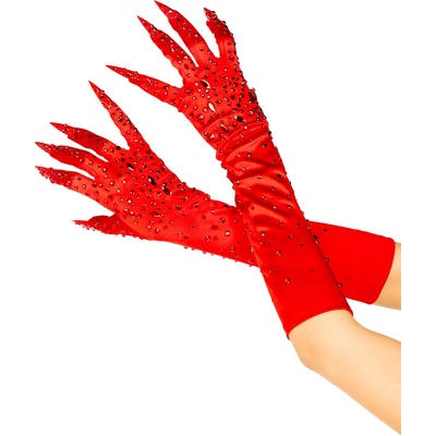 Leg Avenue Rhinestone Claw Gloves Red