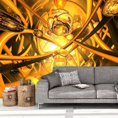Tapeta SABLIO Žlutá abstrakce, rozměry 336x220 cm