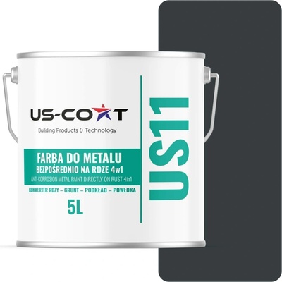 Antikorozní akrylová Barva na kov US-Coat 5 l ANTRACIT RAL7016 saténová