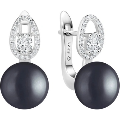 Gaura Pearls Stříbrné náušnice s černou 10 mm perlou Noema SK25473EL/B stříbrná černá