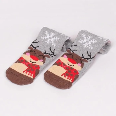 Детски термо чорапи в светлосив цвят с еленче и снежинки