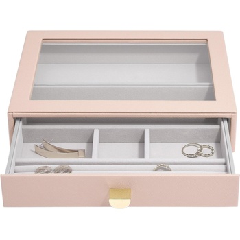 Stackers Ковчеже за бижута Stackers 6 камери, 6 камерен с чекмедже и стъклен капак cлassic розово (75783)