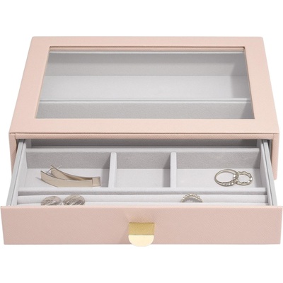 Stackers Ковчеже за бижута Stackers 6 камери, 6 камерен с чекмедже и стъклен капак cлassic розово (75783)