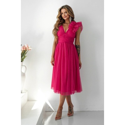 Warsaw Dress tylové midi šaty cyklámenové