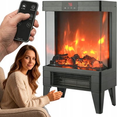 Chomik Stojící krb s funkcí topení 2000 W 32 x 18 x 52,5 cm černý