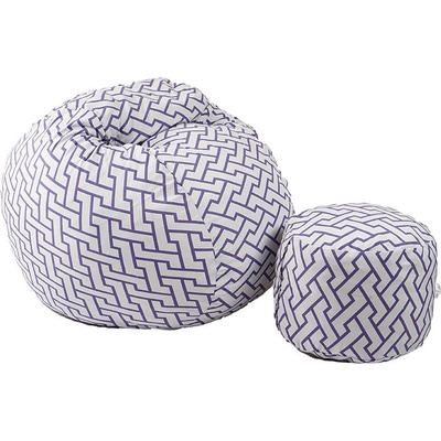 PUFRELAX Комплект Барбарон с табуретка за крака 500л. Matusalem, Zappity Purple, Перящ се калъф, Подходящ за деца, Пълнеж с микс от мемори пяна и дунапрен, Гама Premium (PUF-M-MO-PT-ZAP)