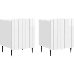vidaXL Нощен шкаф 2 бр. Бял гланц 43 x 34, 5 x 52 см (894344)