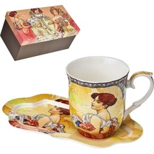 HOME ELEMENTS Porcelánový hrnek s podtáckem Mucha Léto 360 ml