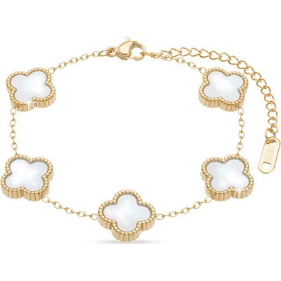 Ellami SOFIA 2570-2 Pozlacený náramek z chirurgické oceli perleťově bílé kytky 2002570-2