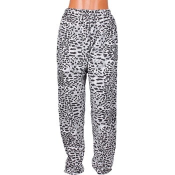 Image 1 of Ватиран макси панталон-пижама в бяло и черно